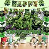 42pcs Hulks Birthday Party Supplies Pack Includes，Banner，Cake Topper，Blackdrop,Balloons for Hulks party Decoration