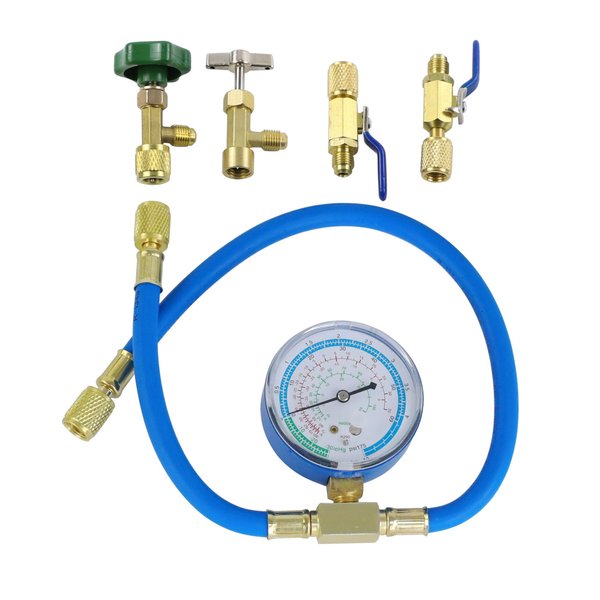 Wisepick R290 and R600A Charging Hose and Gauge Set with Can Tap and Shut Off Valves