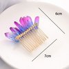 Handmade Natural Crystal Hair Comb Bridal Wedding Headwear Crystal Stone Hairpin Hair Clip Clamp Side Hair Combs for Women Hair Accessory (Purple)