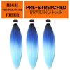 Pre Stretched Braiding Hair 26 Inch Ombre Red Kanekalon Braiding Hair Extensions Hot Water Setting Crochet Box Braids Hair (26 Inch (Pack of 3), Black-Blue-Sky Blue)