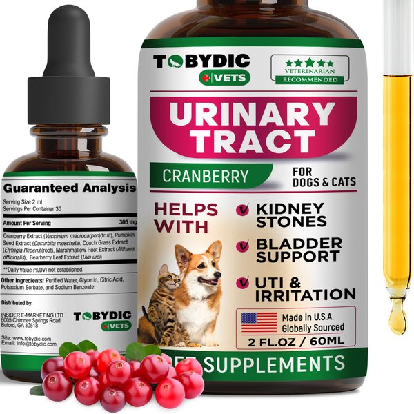 Cat & Dog Natural UTI Medicine & Urinary Tract Infection Treatment with Cranberry - Kidney + Bladder Support Supplement - Best Prevention for Urine Incontinence & Bladder Stones - Pet Renal Health