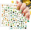 7 Sheets St Patricks Day Nail Stickers 3D Shamrock Nail Decals Green Irish Clover Nail Supplies Lucky Leaf Gold Hat Letters Nail Art Design for Women Girls Manicure St. Patrick's Day Nail Decoration
