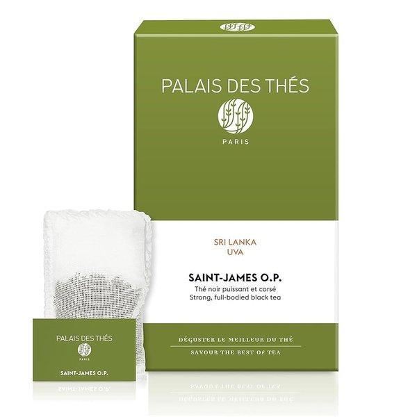 Palais des Thés - Saint-James O.P. - Premium Robust Aromatic Black Tea - 20 Count Biodegradable Tea Bags Box