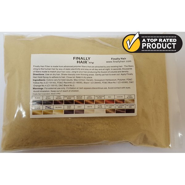 Hair Building Fibers - Golden Medium Blonde 50 Gram REFILL. Refill Your Existing Fiber Bottle. Hair Filler Fiber Cover Grey Roots Concealer by Finally Hair (Golden Medium Blond)