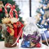 HRX Package 100pcs Snowflake Organza Gift Bags Christmas 3.9 x 4.7 inch, Small White Mesh Jewelry Pouches Little Drawstring Candy Bags