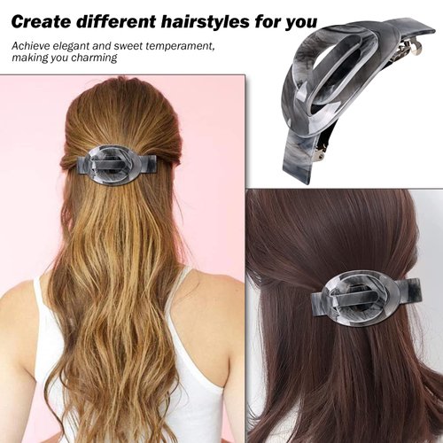 CROWN GUIDE French Hair Clips Acrylic Hair Claw Clips for Thin Hair Flat Hair Clips Cute Decorative Banana Clips Hair Barrettes for Styling Hair Accessories for Women and Girls Grey White