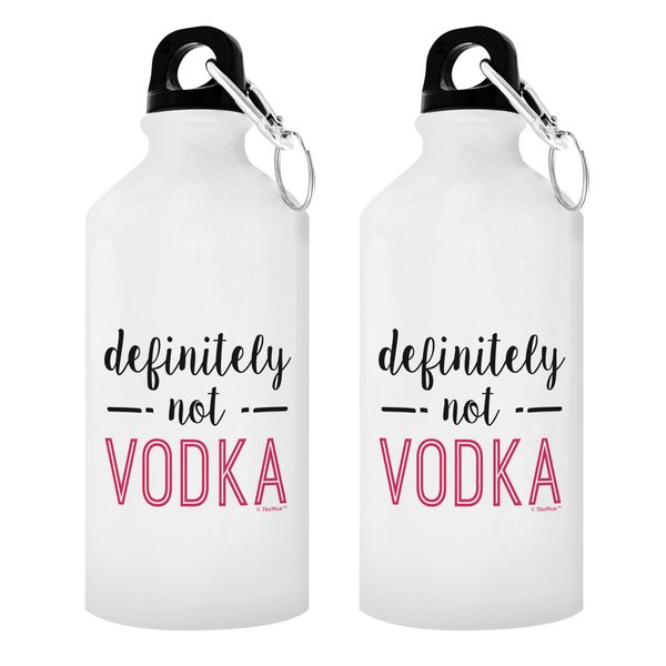ThisWear Funny Coworker Gifts for Women Definitely Not Vodka Coworker Birthday Gifts Office Humor Gift 2-Pack Aluminum Water Bottles with Cap & Sport Top White