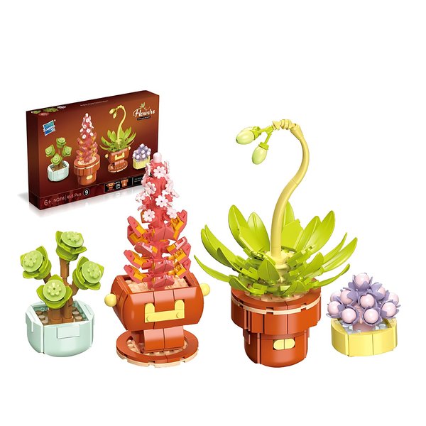 Succulents Tiny Plants Building Set, Flower Botanical Collection for Office Home Decor Flower Potted Plants Bonsai Building Blocks Toys, Creative Building Project for Adults Kids, Build and Display