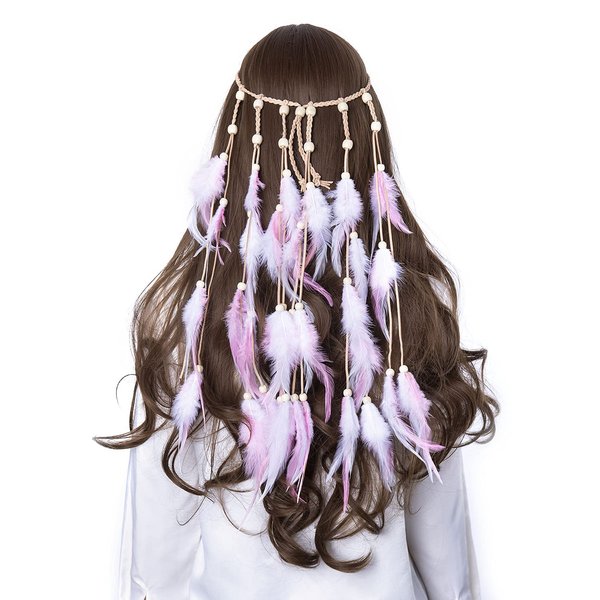 LUREME Hippie Feather Headband for Women-Indian Headwear Costume Headdress Feather Hair Accessories (hb000010-2)