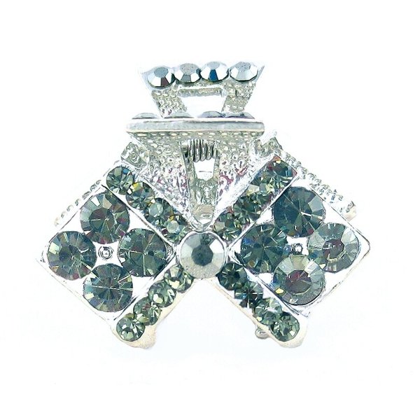 Sparkly Crystal Double Diamond Claw Hair Clip ~ Grey