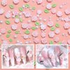 RODAKY 300PCS Flower Nail Charms Pink 3D Roses Flower Charms for Nail Design Green Leaf Nail Art Stud Flatback White Pearl Beads Mixed Size Resin Charms for Manicure DIY Nail Decoration