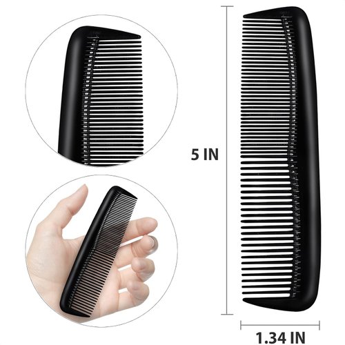12Pcs Black Comb Pocket Combs For Men - Barber Combs Professional Hair Combs for Women Accessories Men Hair Comb for Thick Hair - Mens Combs For Hair Styling Comb Pack Hair Comb for Men's Hair