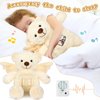 Leyndo Angel Remembrance Bear Plush Stuffed Animal with Recorder 12 Inch Voice Recording Dolls with a Picture Frame Memorial Toy for Family Baby Shower Birthday Party Gifts(Cream)