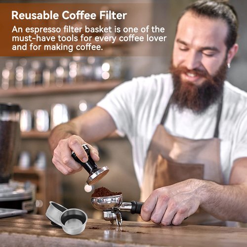 51mm 2 Cups Portafilter Filter Basket, Stainless Steel Pressurized Mesh Coffee Filters Bottomless Portafilter Coffee Machines Accessories