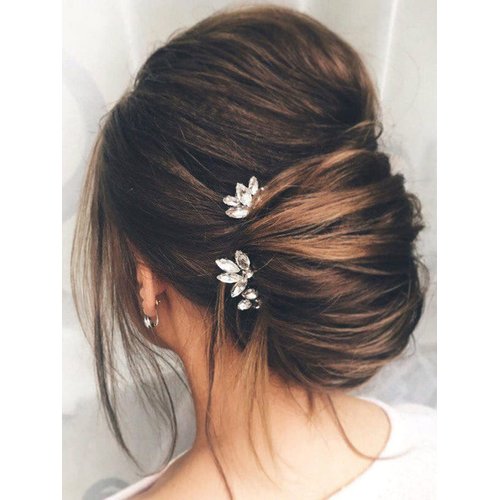 JAKAWIN Rhinestone Bride Wedding Hair Pins Silver Crystal Hair Piece Bridal Hair Accessories for Women and Girls (Pack of 3) HP178