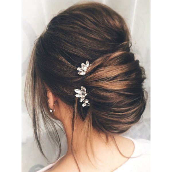 JAKAWIN Rhinestone Bride Wedding Hair Pins Silver Crystal Hair Piece Bridal Hair Accessories for Women and Girls (Pack of 3) HP178