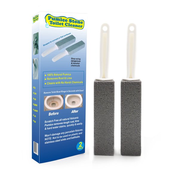 Comfun Pumice Stone for Cleaning Toilet Bowl with Handle, Pumice Stick for Toilet Cleaning, 2 Pack