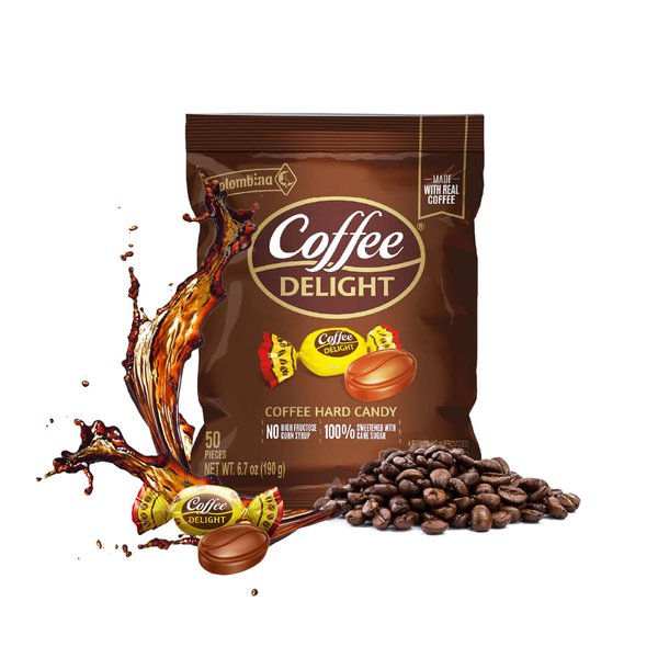 Colombina Coffee Delight Hard Candy - Pack of 50 Gluten Free Coffee-Flavored Candies Made w/Real Colombian Coffee (50 Count) - (6.7oz - 190g)