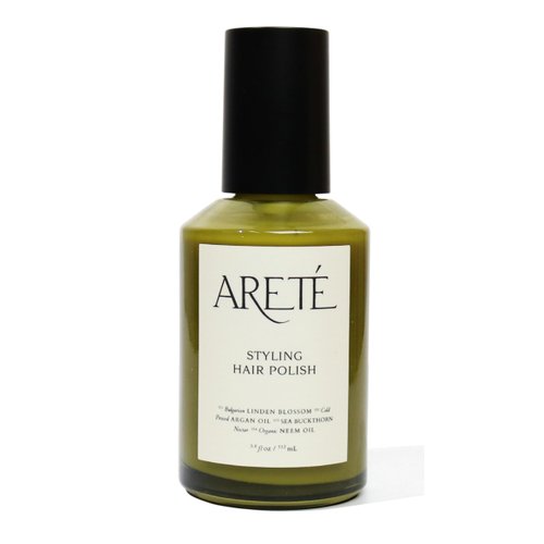 ARETÉ Styling Hair Polish, Weightless Gel Serum with Sea Buckthorn, Linden Blossom, Organic Neem Oil, Argan Oil, Frizz Control and Shine Enhancer, Made in USA, 3.8oz