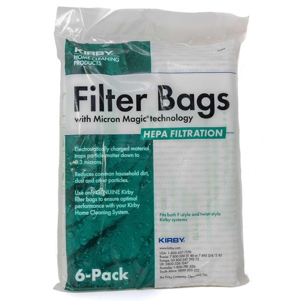 Kirby 204814 Micron Magic HEPA Filter Plus Bags, 6, White Vacuum Bags