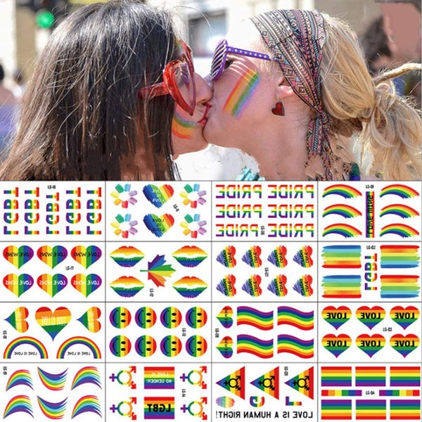 Rainbow LGBT Temporary Tattoos Stickers Pride Day Body Art Tattoos Decals for Men Women Face Body Arm Waist Decoration Waterproof Tattoos Stickers DIY Gay Pride Party Supplies 20 Sheets