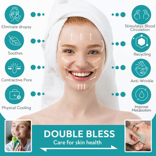 AURUZA Ice Face Roller and Gua Sha Set, Ice Roller for Face & Eye Puffiness Relief Beauty Facial Rollers Mold Icing Self Skin Care Massage Cube Skincare Tools for Shrink Pores