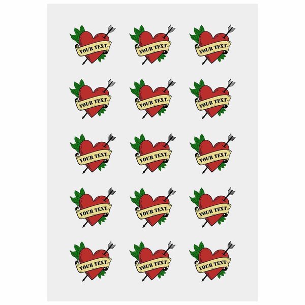 ADEDIY Personalized Name Your Text Heart and Arrow Temporary Tattoo Love Valentine's Day Lover Gift Wedding Favors for Guest, 2x2 Inch