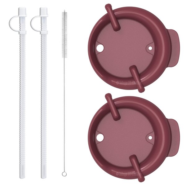 Replacement Lids with Straws and Straw Cleaning Brush for 32 oz Whirley Drink Work Mugs (Blue)