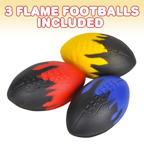 ArtCreativity Foam Flame Footballs for Kids, Set of 3, Two-Toned Foam Sports Toys for Outdoors, Practice, Training, Beginners, Pool, Beach, Picnic, Camping, Fun Sports Party Favors for Boys and Girls