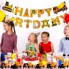 Newmemo Construction Cake Topper Vehicles Cake Decoration Set Truck Excavator Tower Crane Cupcake Topper Traffic and Road Sign Decor Happy Birthday Party Supplies Favors for Kids Boys-16pcs