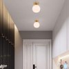 Brixury Gold Semi Flush Mount Ceiling Light Fixture with White Glass Globe Shade