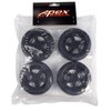 Apex RC Products 1/10 On-Road 12mm Black 5 Spoke Wheels V Tread Rubber Tires (Set of 4) #5000