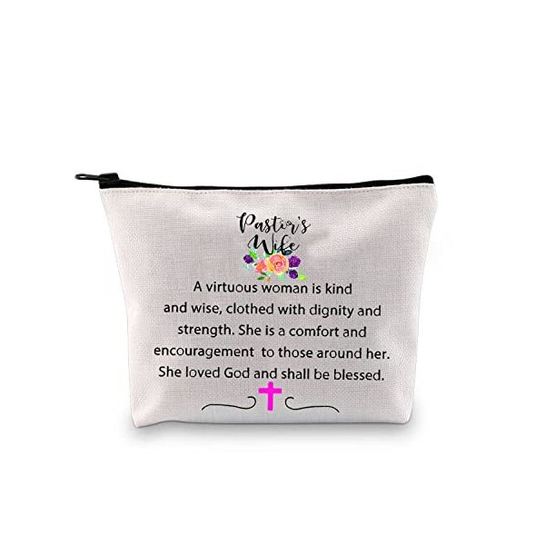 G2TUP Pastor's Wife Appreciation Priest Wife Cosmetic Makeup Bag Preacher Wife Church Staff Toiletry Bag Wifey Gift from Husband (Pastor's Wife)