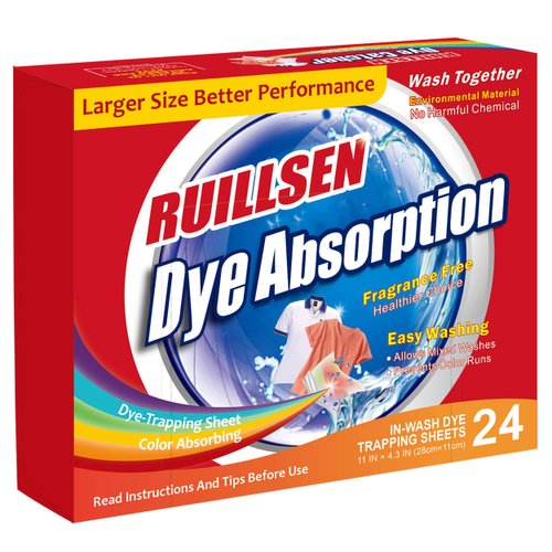 RUILLSEN Laundry Dye Absorption 24 Count Sheets,Home Household Supply Dye Trapping Color Grabber Collector Keeper Stain Remover Sheets Combine Dye Absorption In Wash Machine for Homecoming Dress