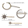 10Pieces Rhinestone Bobby Pin Stars and Moon Hair Clips Gold Metal Alloy Rose Hair Pin Clear Crystal Hair Barrettes Decoration Hair Accessories for Women Girls