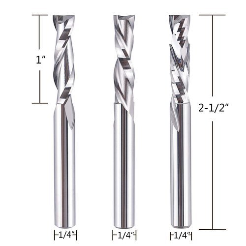 SpeTool 5PCS CNC Router Bits 1/4 Inch Shank with 1 Inch Cutting Length 2 Inch OVL,Spiral Upcut Downcut Compression Router Bit Solid Carbide End Mills for Woodwoking