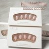 24Pcs French Tips Press on Nails with French Design, French Tips Manicure Art Acrylic Medium Coffin Full Cover Fake Nails Stick on Nails Glossy Gold French Tips False Nails Gel Glue on Nail for Women