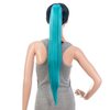 SWACC 28-Inch Long Straight Claw Clip Ponytail Extensions Synthetic Hair Extensions Ponytail Jaw Clip Hair Pieces for Women (Teal Blue)