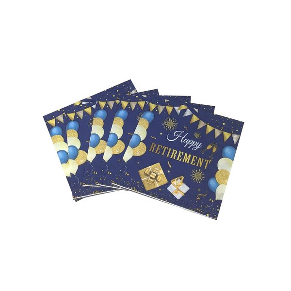 TUIC 40Pcs Happy Retirement Paper Napkins Happy Farewell Napkins Celebration Party Supplies Farewell We Will Miss You for Retirement Party Decorations 6.5""(Gold and Blue), GGX-2406397
