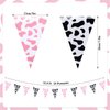 Tatuo 32.8 ft Cow Pennant Banners Cow Banner Cow Pattern Pennant Banner Farm Birthday Party Supplies Farm Style Banner for Western Cowboy Themed Western Party Decorations (Pink)