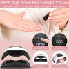 UV LED Nail Lamp, 300W Professional UV Nail Dryer Light for Gel Nails with 72 Beads, Fast Curing Gel Polish Lamp Auto Sensor 4 Timer Setting, Nail Art Drying Tools for Fingernail and Toenail