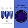 Blue Chrome Nail Powder Mirror Effect Metallic Dust Holographic Glitter Glazed Manicure Decoration Reflective Pigment for DIY Gel Polish Nail Art, Resin Craft, Gifts