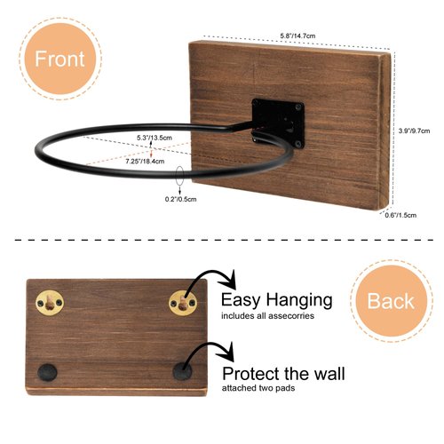 GENMOUS Set of 3 Wood Basketball Holder Wall Mount Display for Boys Room Decor, Metal Ball Rack Display Stand for Basketball Football Volleyball Storage, Basketball Rack Sports Decor for Boys Bedroom