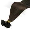Full Shine U Tip Hair Extensions Human Hair 16 Inch Fusion Extension Human Hair U Tip Color 2 Darkest Brown Remy U Tip Hair Extensions 50g/50s Keratin U Tip Hair Extensions 1 Gram Per Strand