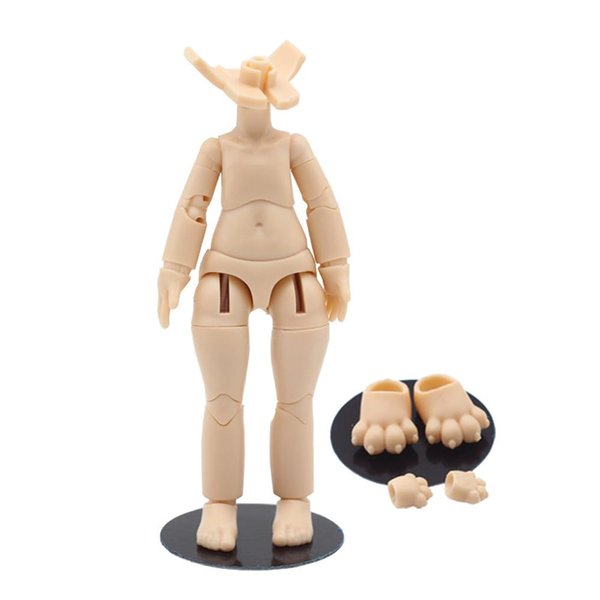 niannyyhouse DOD Stretch Cord Style 10.5cm Doll Action Figures Body Cats Hands Foot Suitable for 1/12 BJD Dolls Head (Milky White-Standard Package A)
