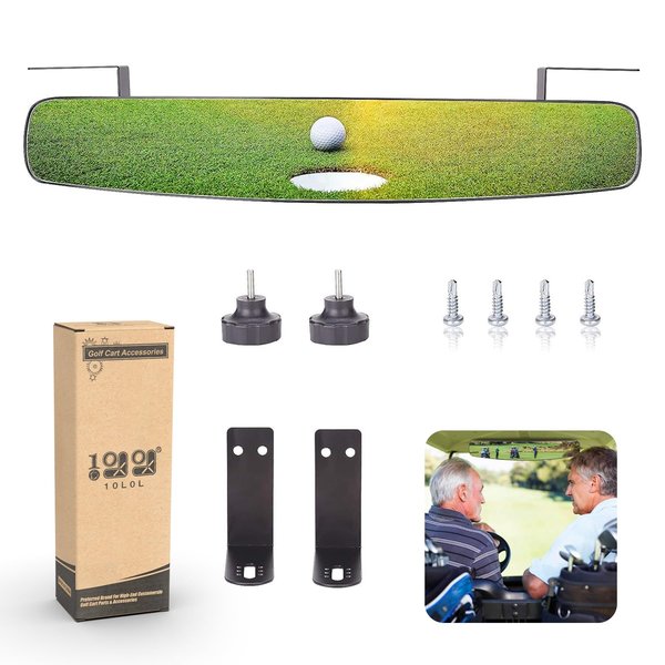 Golf Cart Mirror, 16.5" Universal Golf Cart Rear View Mirror Convex 180 Degree Extra Wide Panoramic Rear View Mirror Fits for Club Car EZGO and other
