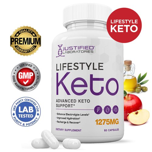Lifestyle Keto Pills 1275MG New & Improved Formula Contains Apple Cider Vinegar Extra Virgin Olive Oil Powder Green Tea Leaf 60 Capsules