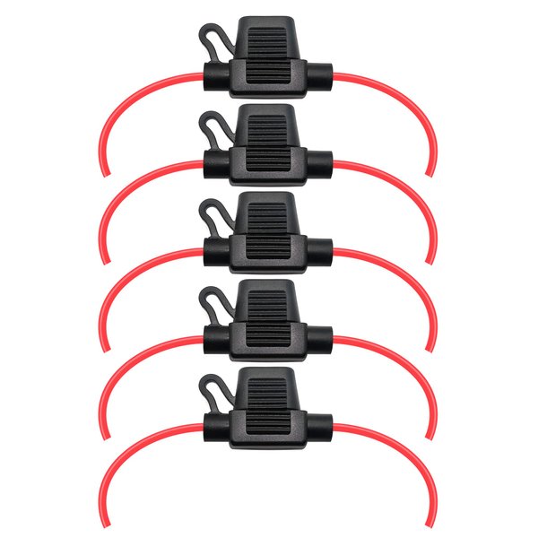 VANTRONIK Waterproof Inline Fuse Holder 5 Pack for Mini Fuse,18 Gauge AWG Wire UL1015, Fit for Mini Blade Fuse, 12 Inches Long