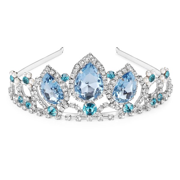 Elsa crown Halloween Cosplay Hair Accessories girls Tiara Bridal Wedding Crystal Hair Band Tiara Pageant Tiara Birthday Gifts (Aquamarine)