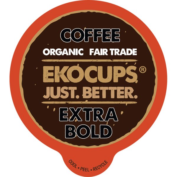 EKOCUPS Organic Extra Bold Roast Coffee Pods, Extra 30% More Coffee Per Cup, Artisan Fair Trade Dark Roast, Extra Bold Coffee for Keurig K Cup Machines, Recyclable Pods, 40 Count